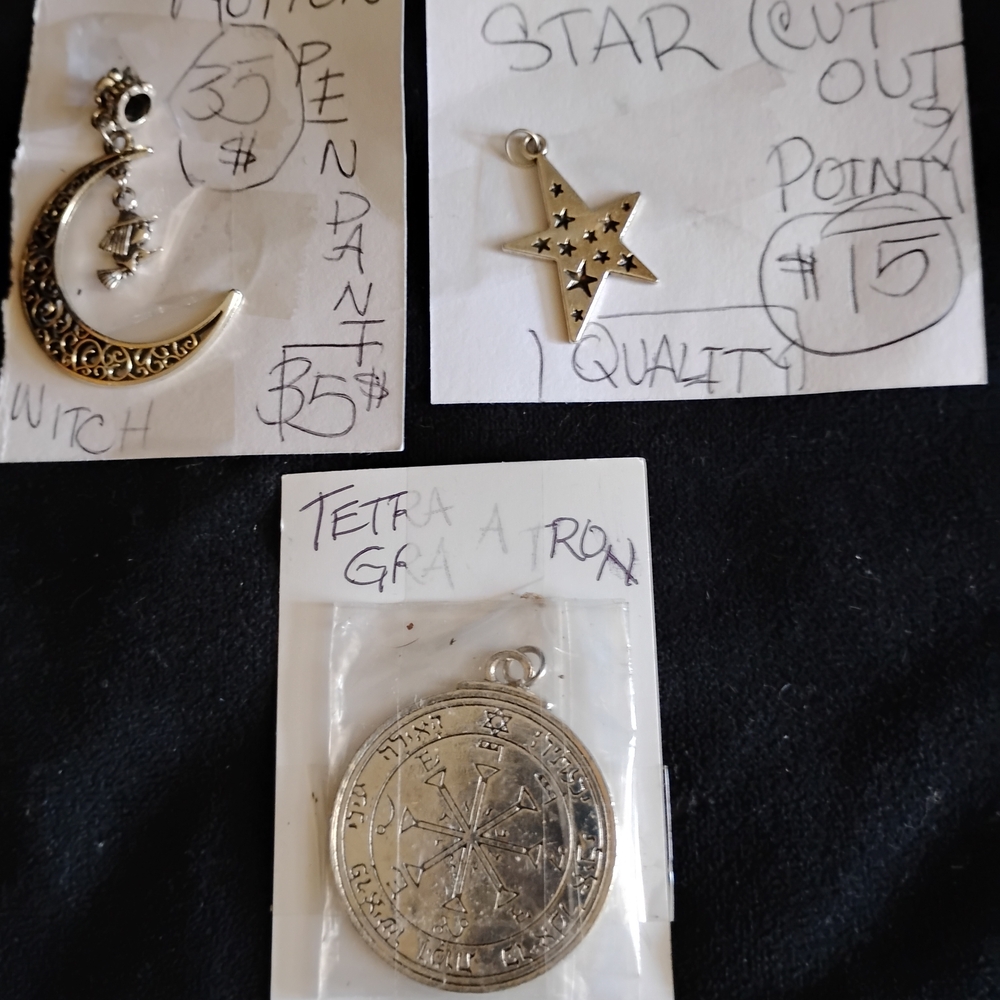 Silver Star and Crescent Moon Pendants